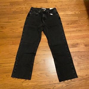 Zara black high rise straight jeans